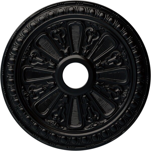 Ekena Millwork Bristol Ceiling Medallion (Fits Canopies up to 3 7/8"), 23 1/2"OD x 3 7/8"ID x 1"P, Jet Black CM23BIBLF - main